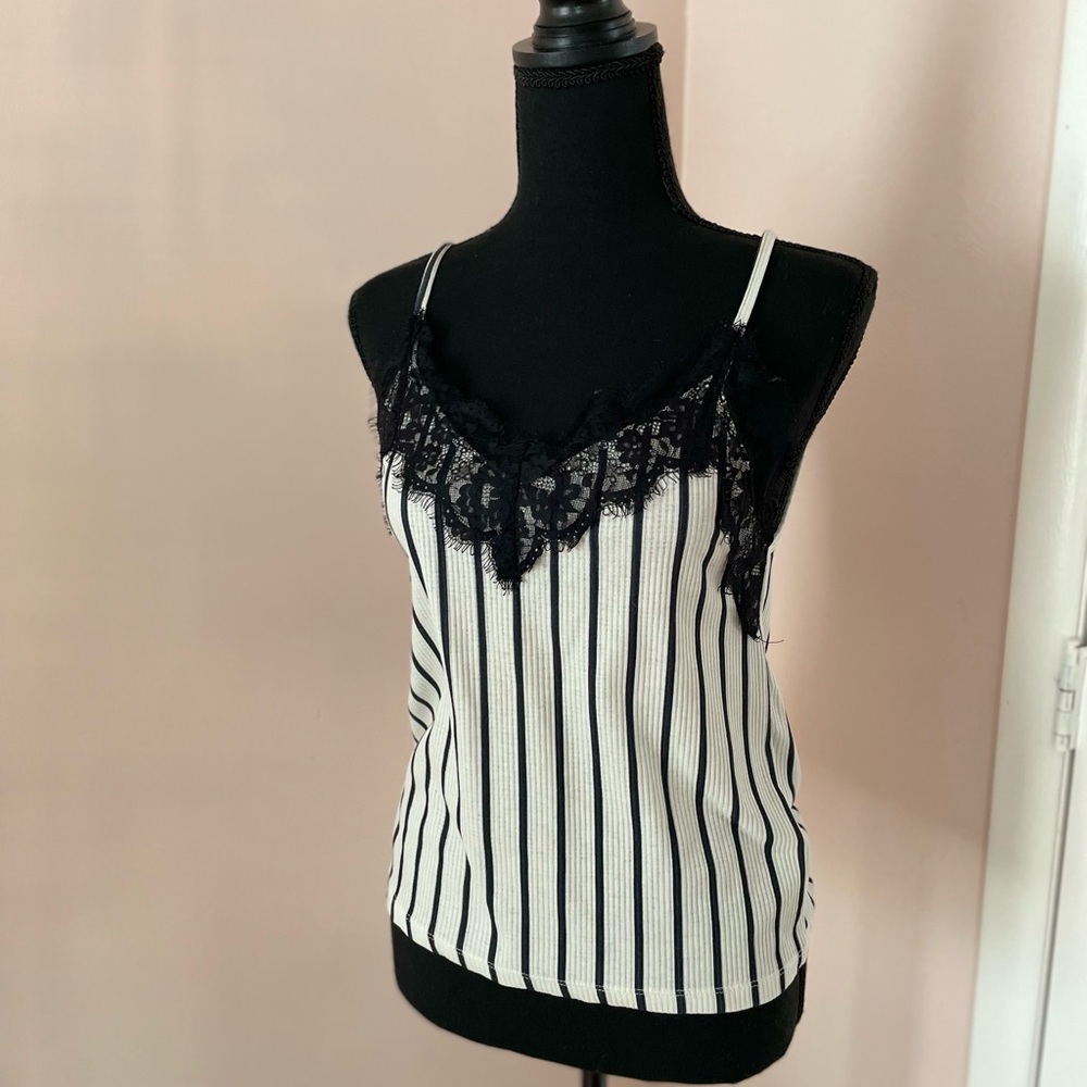 Striped black and white tank top